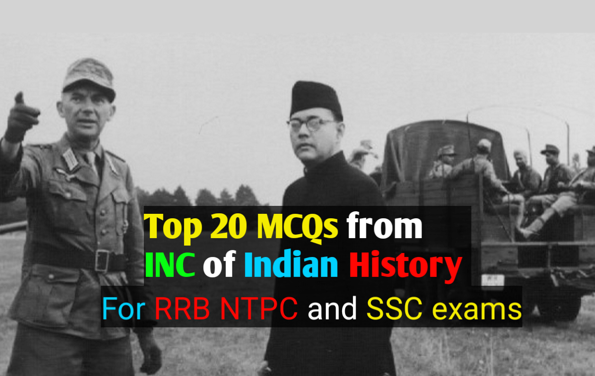 MCQs from INC of Indian History