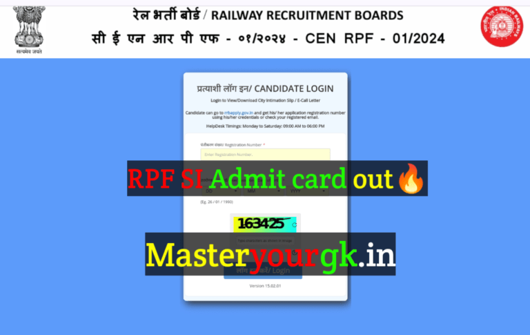 RPF SI Admit Card
