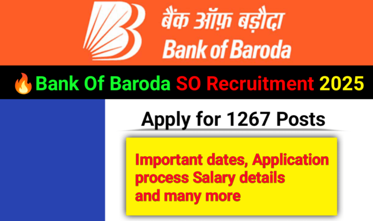 Bank Of Baroda SO Recruitment 2025 schedule
