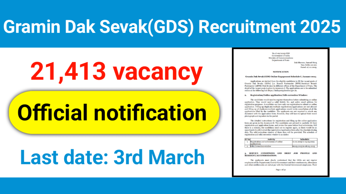 Gramin Dak Sevak (GDS) Recruitment 2025