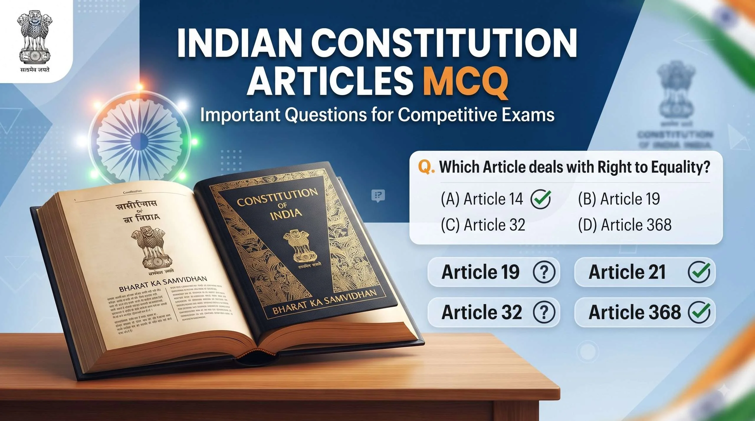 Indian Constitution Articles MCQ questions and answers